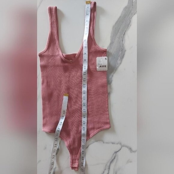 Ribbed Lounge Bodysuit Free People Intimately Soft Pink Casual Lounge Minimalist - Picture 6 of 8